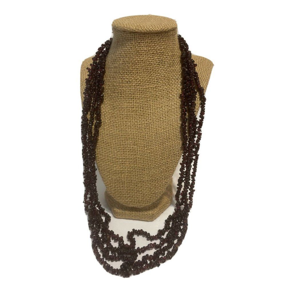 4- 30” Red Garnet Chips Healing Necklace slip over layer Boho Layering Energize
